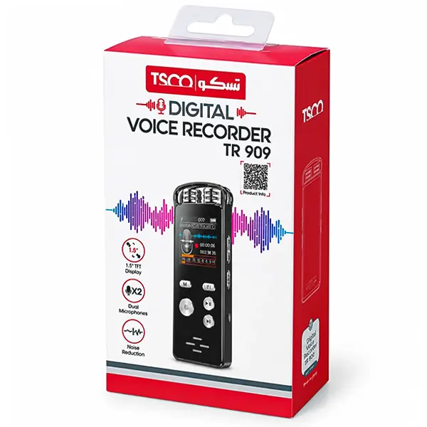 جعبه بسته‌بندی رکوردر صدا تسکو TR 909 با قابلیت Noise Reduction