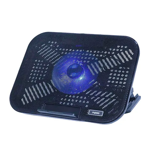 پایه خنک کننده لپ تاپ رپو مدل CF100 با فن LED آبی و نگهدارنده گوشی