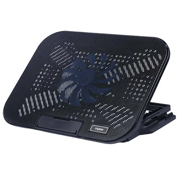 پایه خنک کننده لپ تاپ رپو مدل CF100 با فن LED آبی و نگهدارنده گوشی