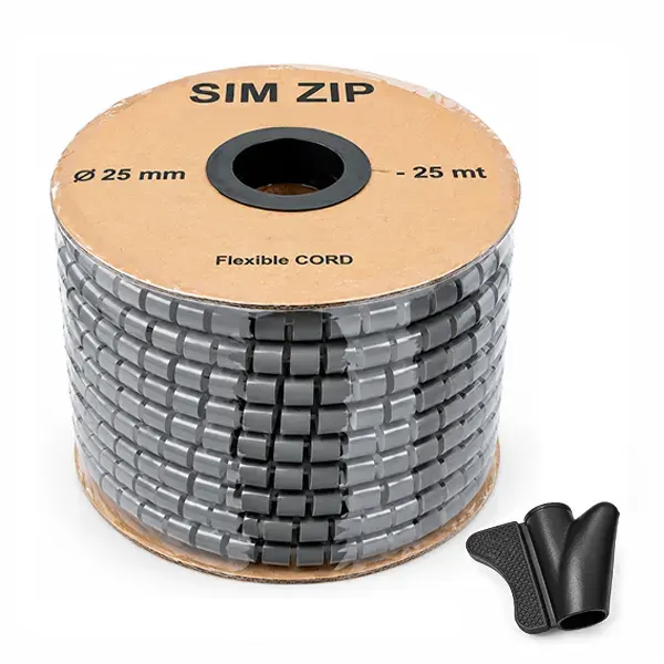 حلقه 25 متری محافظ کابل و روکش زیپ دار سیم نقره ای 25mm