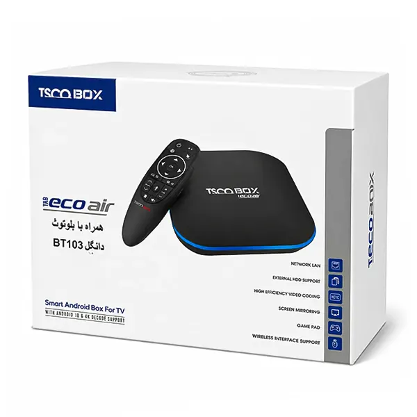 جعبه و بسته‌بندی اندروید باکس تسکو مدل TAB ECO AIR با دانگل بلوتوث BT103