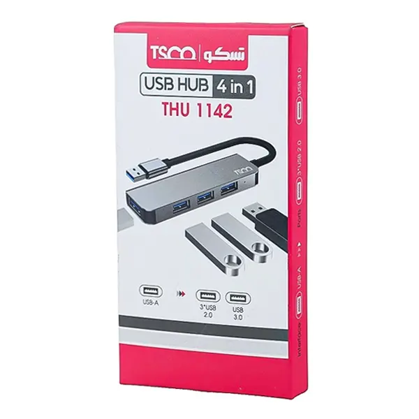 جعبه هاب USB تسکو مدل THU 1142 چهار پورت 4 in 1 با بدنه آلومینیومی