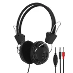 هدست باسیم مشکی سویز مدل SWH-2029 به همراه دو فیش صدا و میکروفون