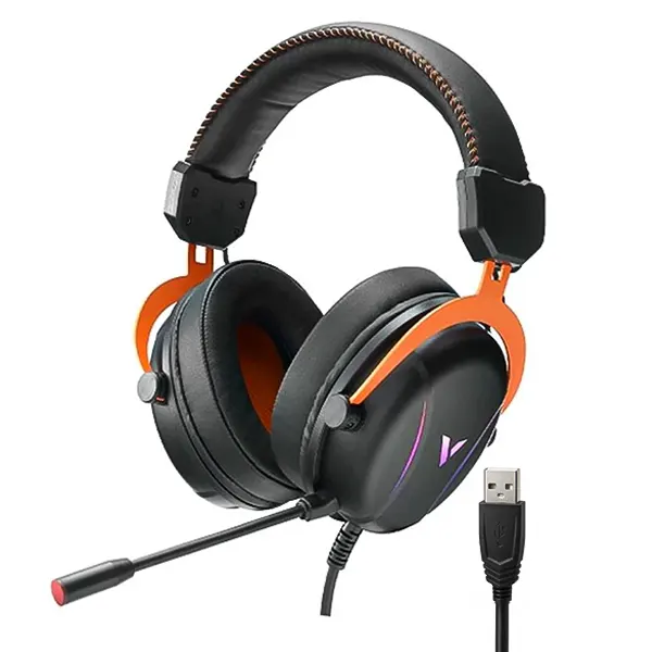 هدست مخصوص بازی سیم دار رپو Rapoo VH350S مشکی نارنجی با پورت USB