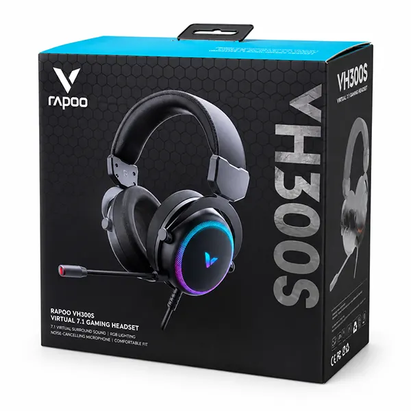 جعبه بسته‌بندی هدست مخصوص بازی رپو Rapoo VH300S صدای فراگیر 7.1