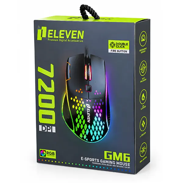 جعبه ماوس مخصوص بازی Eleven GM6 با دقت 7200 DPI و دکمه Fire