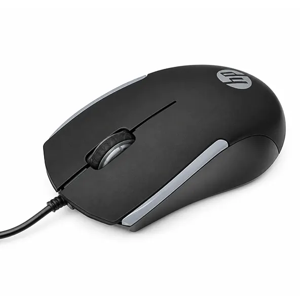 نمای بالای ماوس سیمی اچ پی M160 با کابل USB و نور RGB
