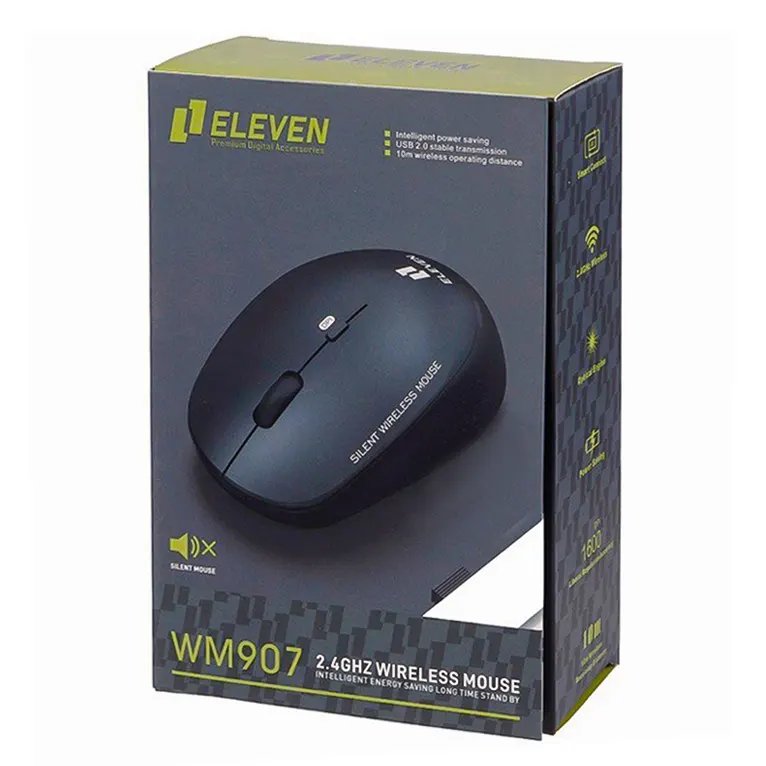 جعبه بسته بندی ماوس وایرلس بی صدا ایلون مدل Eleven WM907
