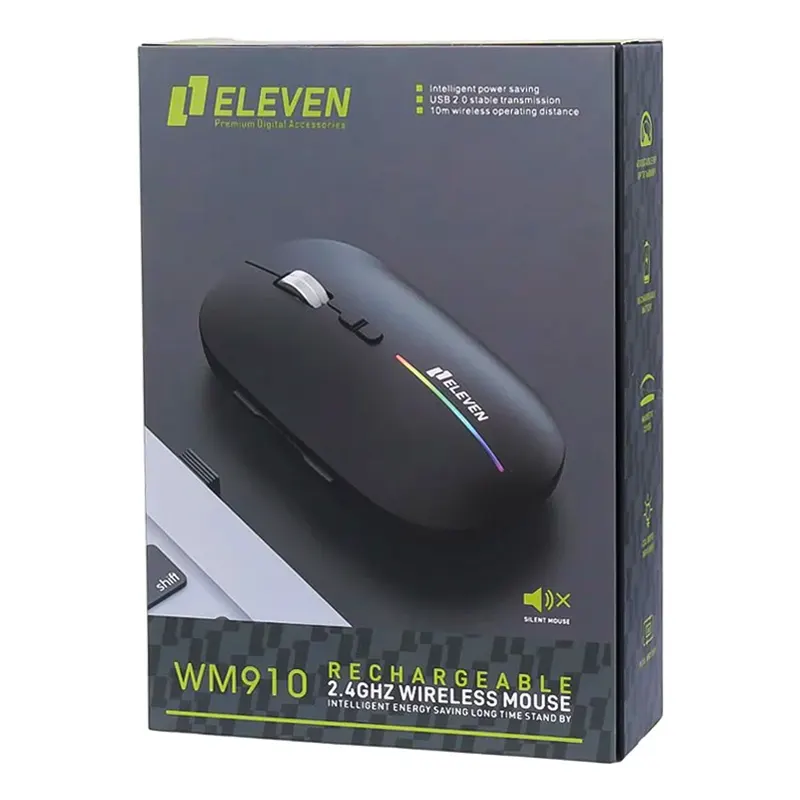 جعبه بسته بندی ماوس شارژی وایرلس بی صدا ایلون مدل Eleven WM910