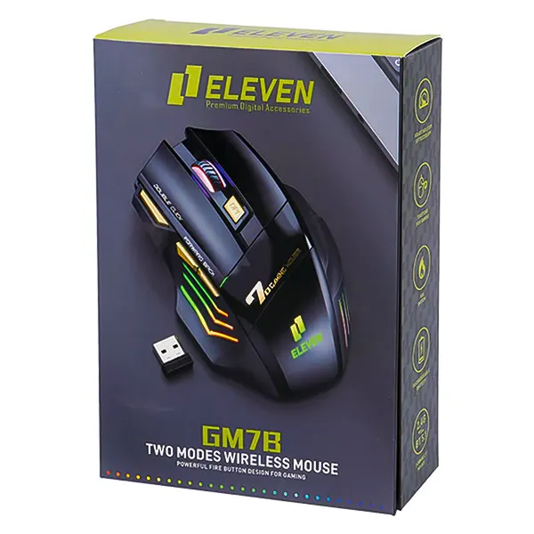 جعبه بسته بندی ماوس دو حالته شارژی گیمینگ ایلون مدل Eleven GM7B