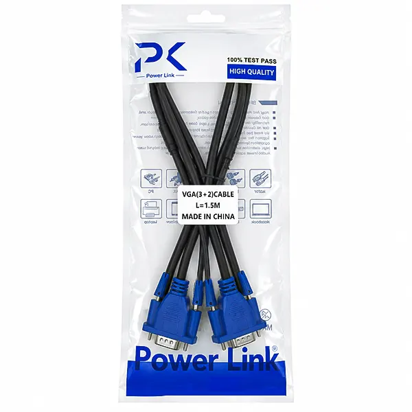 بسته‌بندی کابل VGA (3+2) پاور لینک High Quality