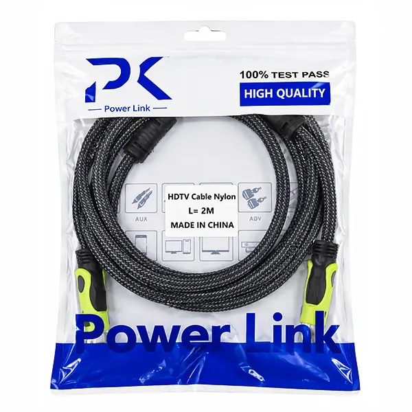 بسته‌بندی کابل HDMI دو متری PK Power Link با کیفیت عالی