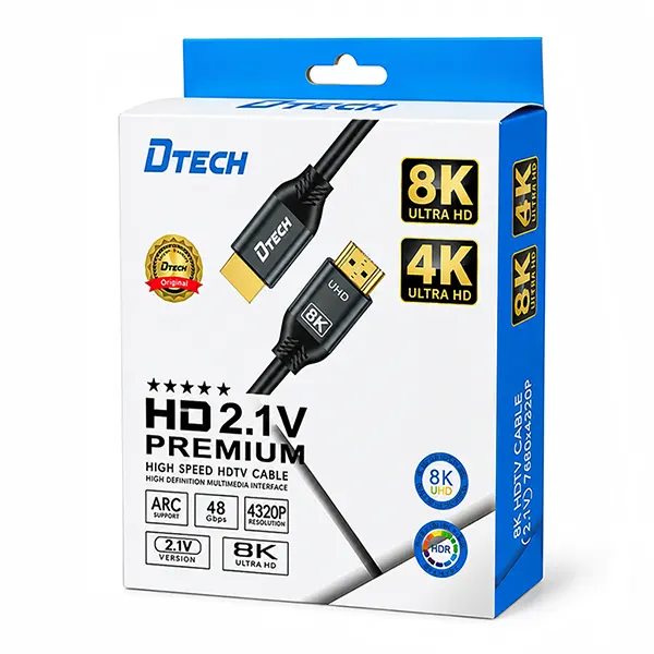 جعبه اورجینال کابل DTECH HDMI V2 4K با هولوگرام اصالت
