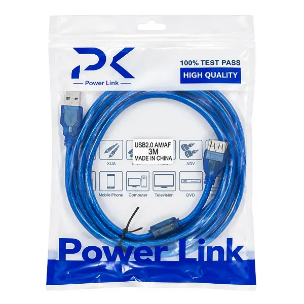 بسته بندی اورجینال کابل USB2.0 AM/AF 3M پاور لینک PK
