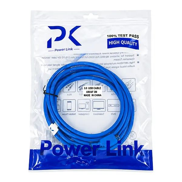 بسته‌بندی کابل افزایش طول USB 3.0 سه متری PK