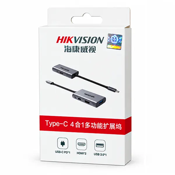 جعبه اورجینال تبدیل Type-C هیک‌ویژن مدل DS-1DS07 با خروجی دوگانه HDMI