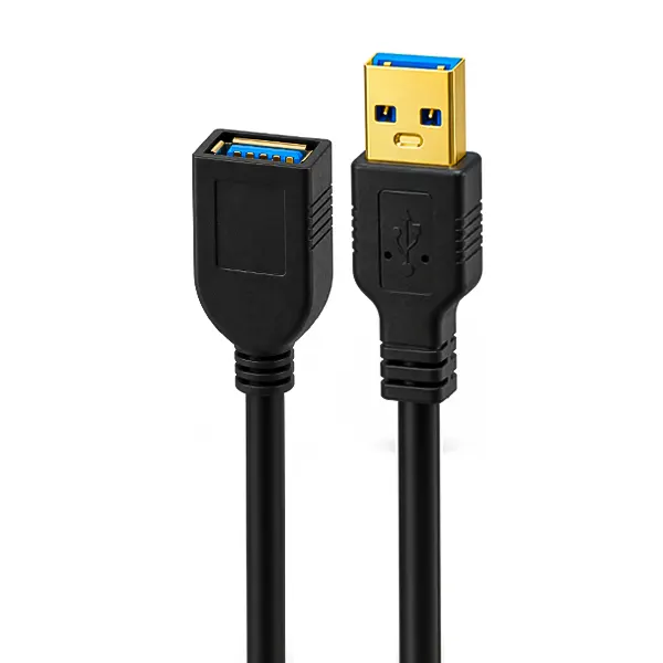 نمای نزدیک پورت نری و مادگی کابل افزایش طول USB 3.0