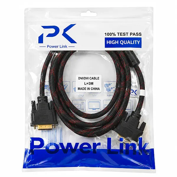 بسته بندی اورجینال کابل DVI/DVI طول 3 متر پاور لینک PK