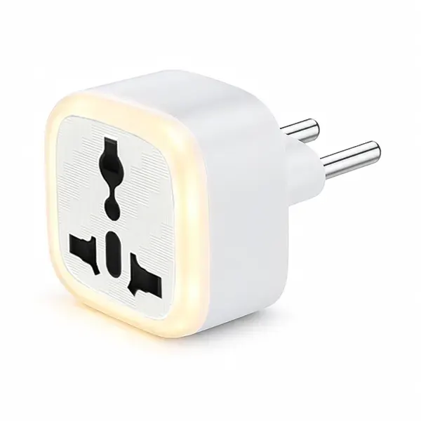 تبدیل برق ۳ به ۲ چراغ‌دار TB-369 با نور LED شب‌تابی