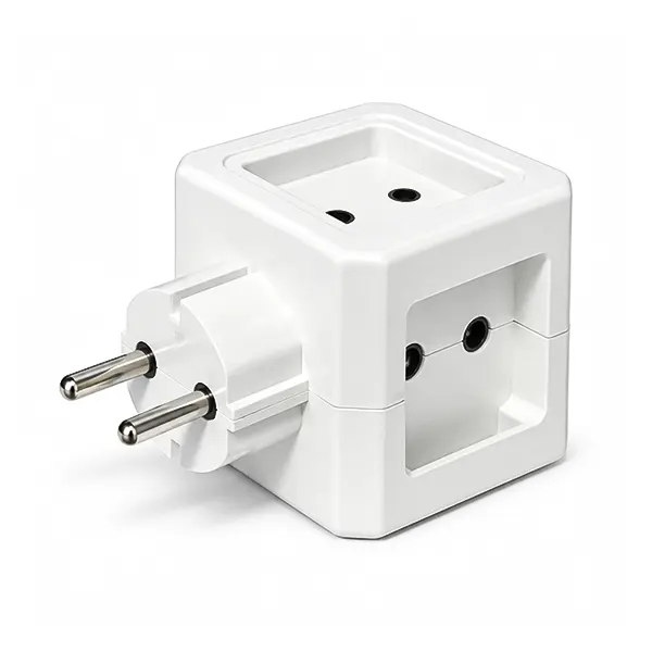 چهار راهی برق مکعبی مرکان مدل MERKAN CUBE سفید با 4 خروجی