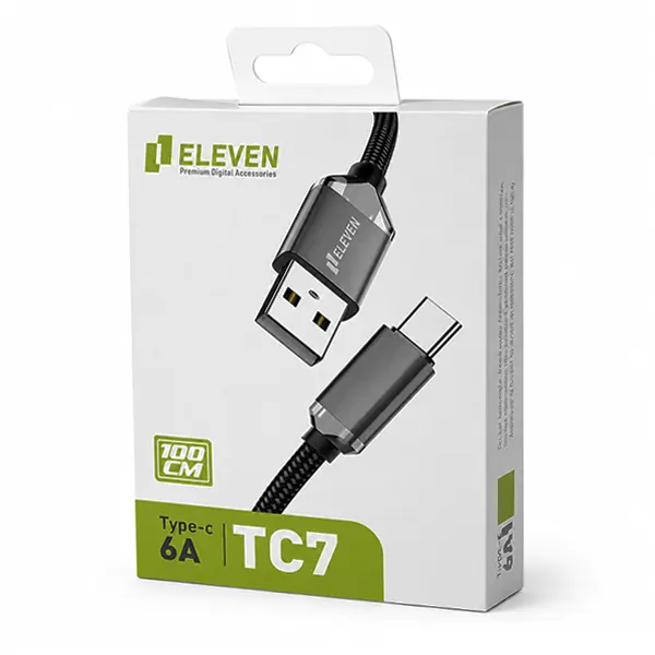 بسته‌بندی کابل USB به تایپ سی ایلون TC7 مناسب شارژ و انتقال دیتا