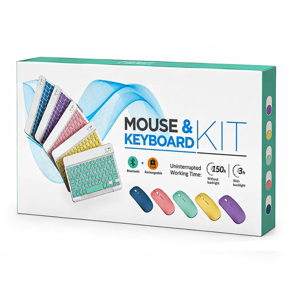 بسته بندی ست کیبورد و موس مینی بلوتوثی شارژی KIT تبلت و موبایل