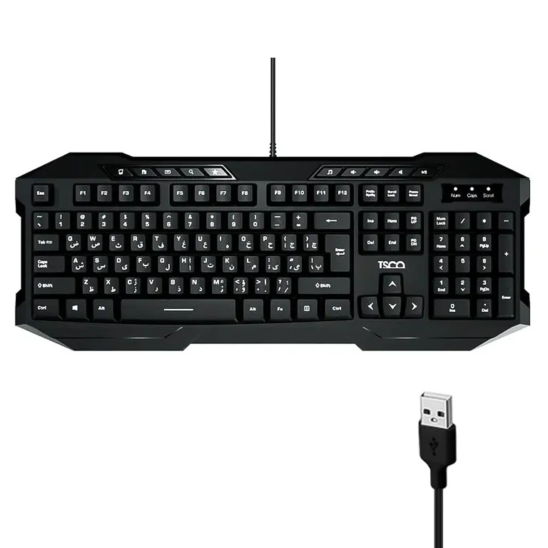 کیبورد سیم دار تسکو مدل TK 8042 با کلیدهای مولتی مدیا و حروف فارسی