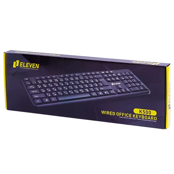 جعبه بسته بندی کیبورد اداری با سیم ایلون مدل Eleven K500