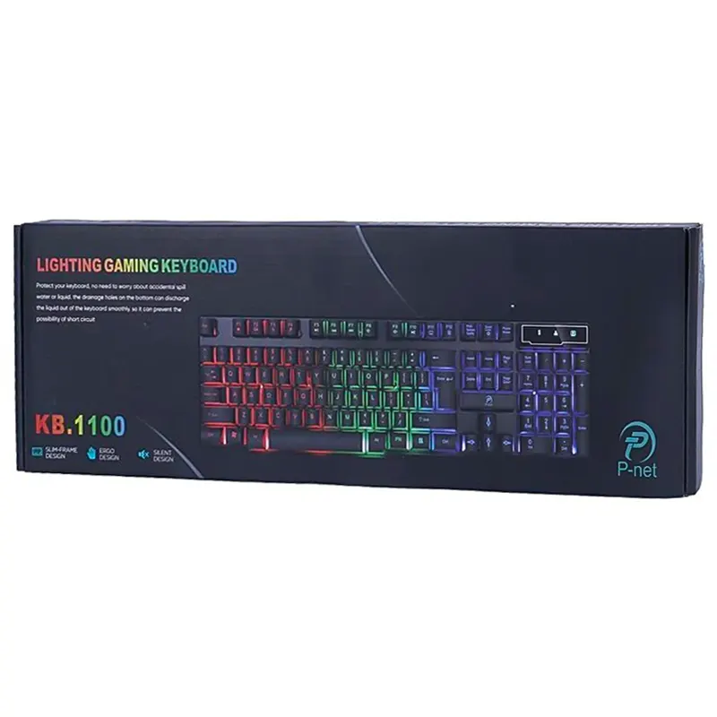 جعبه بسته بندی کیبورد گیمینگ P-net KB.1100 با فریم باریک