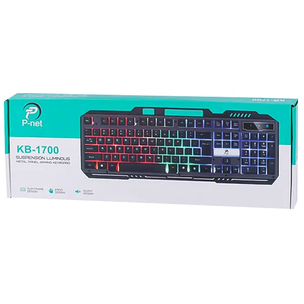 جعبه بسته بندی کیبورد مخصوص بازی پی نت KB 1700 با کلیدهای معلق