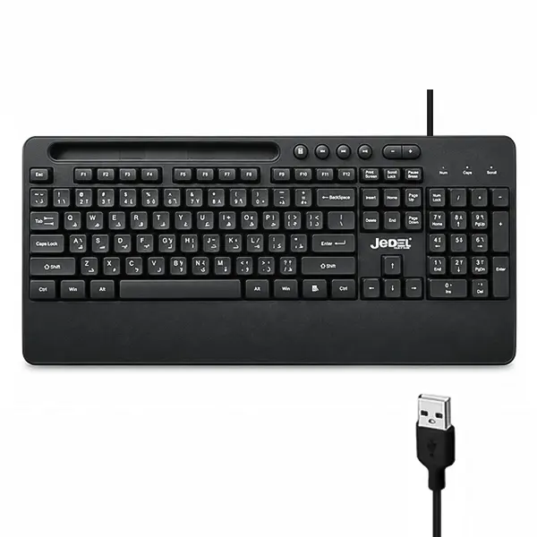 کیبورد سیم دار مشکی JEDEL K27 با استند گوشی و رابط USB