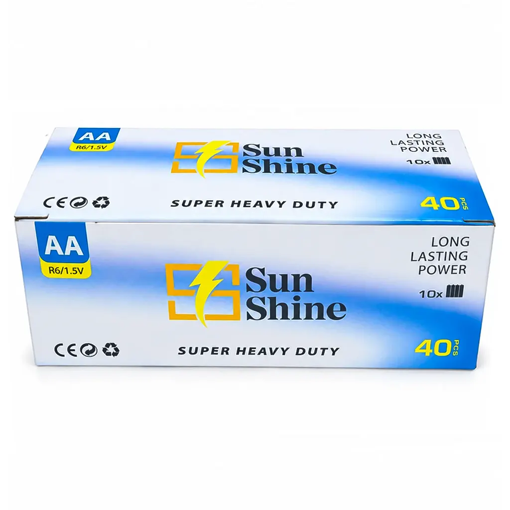 جعبه ۴۰ عددی باتری قلمی SunShine Super Heavy Duty مناسب فروش عمده