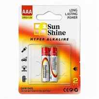 باتری نیم قلمی هایپر آلکالاین SunShine مدل LR03 بسته 2 عددی