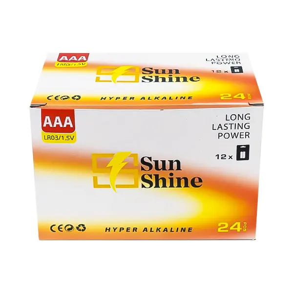 باکس عمده ۲۴ عددی باتری نیم قلمی سان شاین SunShine سایز AAA مدل LR03