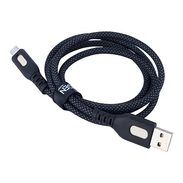 کابل USB به MicroUSB اکسیژن مدل LX-27 طول 1 متر به صورت جمع‌شده با بند نگه‌دارنده