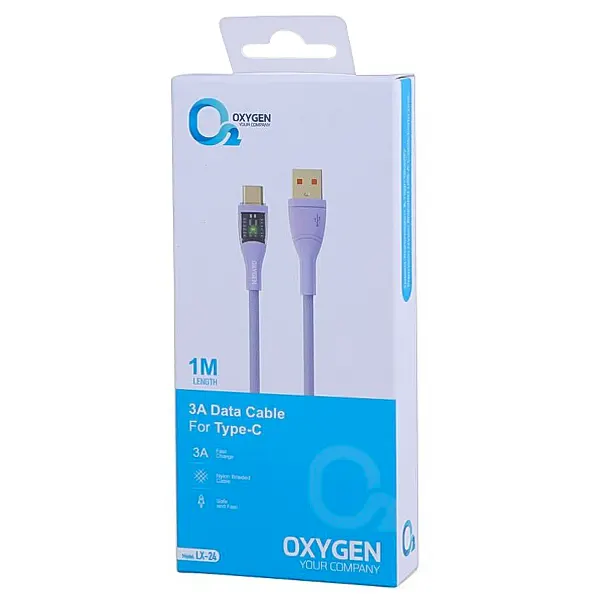 جعبه ی کابل Type-C اکسیژن مدل LX-24 طول 1 متر با نمایشگر جریان