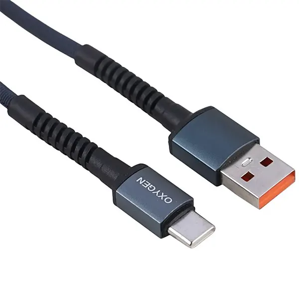 نمای نزدیک کانکتورهای کابل USB به Type-C اکسیژن مدل LX-25 طول 1 متر
