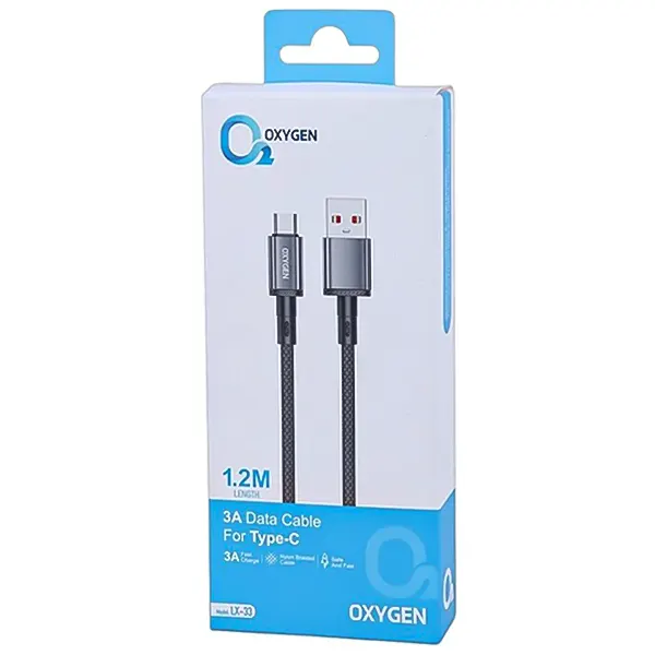 جعبه ی کابل USB به Type-C اکسیژن مدل LX-33 طول 1.2 متر