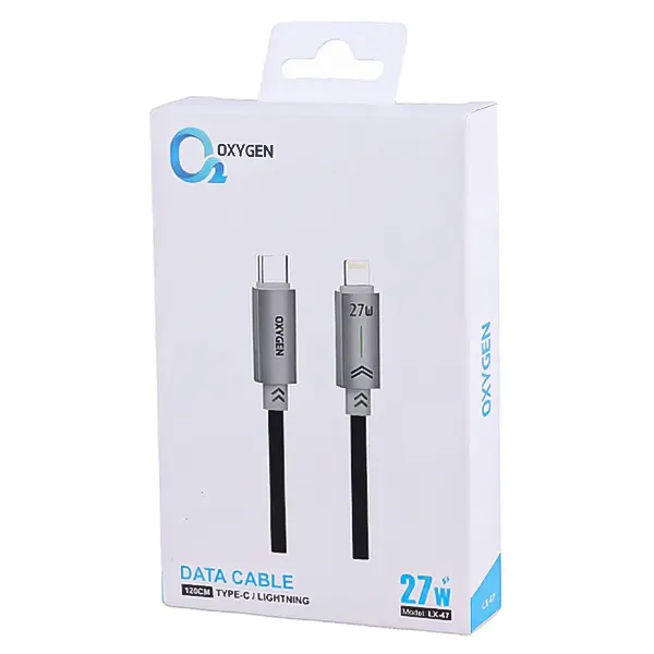 جعبه کابل شارژ سریع Type-C به Lightning اکسیژن مدل LX-47 طول 1.2 متر