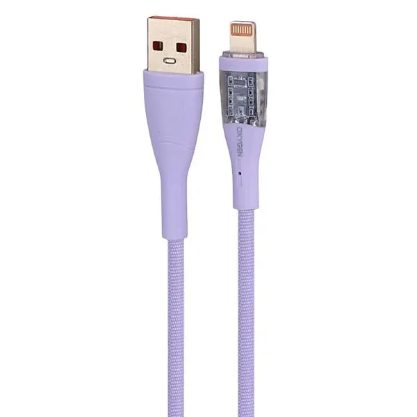 کابل USB به لایتنینگ شفاف ۳ آمپر اکسیژن مدل LX-24 با روکش بافته‌شده